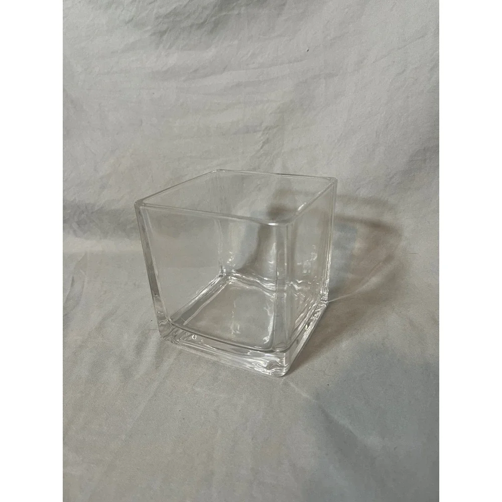 6 Clear Glass Square Cube‎ Vase Modern Minimalist Centerpiece Home Decor 4 Inch